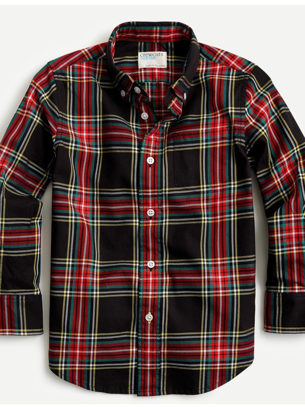 J. Crew Crewcuts Black & Red Stewart Tartan Holiday Button-Down Shirt Sz 4-5